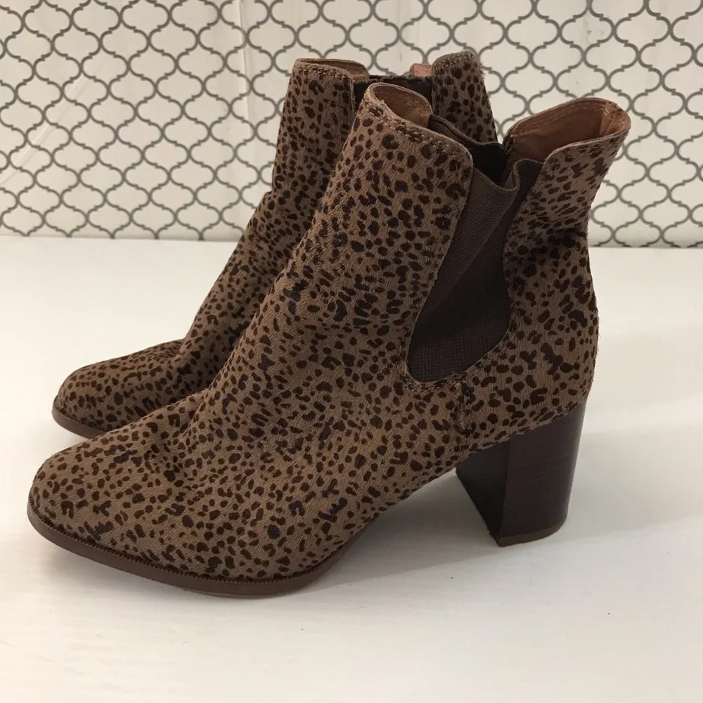 Madewell Women’s Brown Leopard Hair Chelsea Ankle Boots - Size 7.5